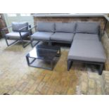 An Outsunny 6 piece sectional aluminium garden set with weather resistant cushions and tempered