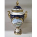 A Coalport Silver Jubilee lidded vase, 24cm tall, in good condition