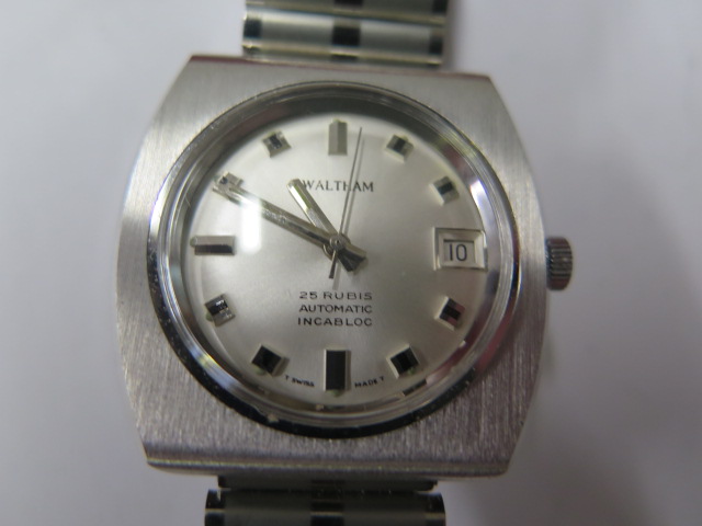 A Waltham 25 jewel automatic incabloc stainless steel with date, unused condition, 35mm case with - Image 2 of 4