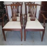 A circa 1900's mahogany set of 6 (4 + 2 carver) chairs in the Chippendale style with pierced