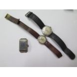 A Sully manual wind wristwatch, a silver Crusader trench style wristwatch, a Stowa watch head, all