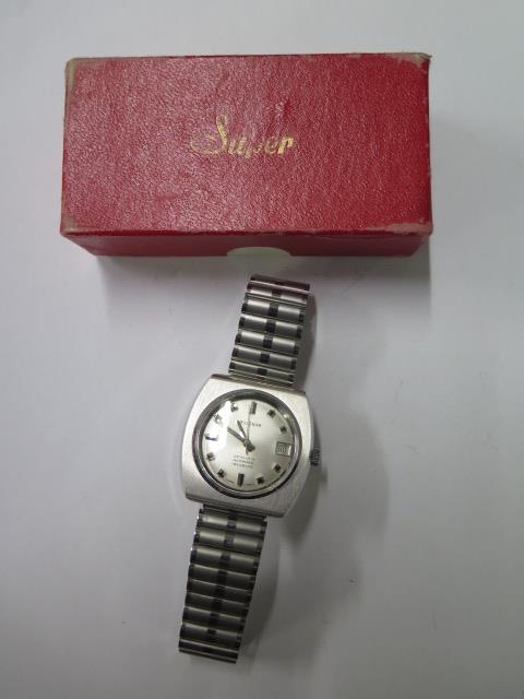 A Waltham 25 jewel automatic incabloc stainless steel with date, unused condition, 35mm case with