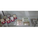 6 boxed 1977 commemorative silver crowns and assorted coins and bank notes