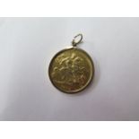 A Elizabeth II gold full sovereign dated 1959 in a hallmarked 9ct mount, approx 9.2 grams