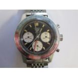 A Heuer Autavia GMT gents stainless steel bracelet manual wind chronograph wristwatch with blue