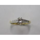 A hallmarked yellow gold diamond ring, approx 0.40ct centre stone, size M, approx 3.2 grams, visible
