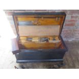 A well fitted vintage wooden Carpenters chest with 4 drawer compartments and a base compartment