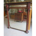 A Victorian mahogany columned over mantle mirror, 119cm tall x 104cm