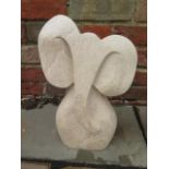 A hand carved stylised sculpture hand carved by a Cambridgeshire based stone carver from Ancaster