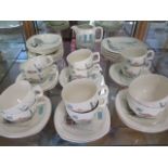 A Midwinter Riviera part tea coffee set, 36 pieces, designed by Hugh Casson, 3 saucers chipped,