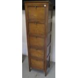 An oak slim Jim 5 door locker unit, 165cm tall x 50cm x 35cm deep good condition and colour