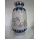 A Doulton Lambeth Hannah Barlow sgraffito vase decorated with donkeys, dated 1875, 20cm tall good co