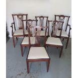 A circa 1900's mahogany set of 6 (4 + 2 carver) chairs in the Chippendale style with pierced