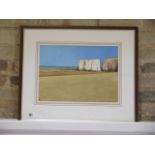 Harry M Levitt watercolour entitled Chalk Cliffs Kent Coast, frame size 50cm x 60cm, painting