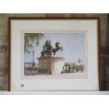 Harry M Levitt watercolour entitled Boadicea at Westminster, frame size 50cm x 60cm, some staining