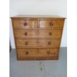 A Victorian satinwood 5 drawer chest, 104cm tall x 106cm x 50cm, stamped Heal & Son, London