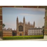 A new colour print on canvas, Kings College Chapel from the Backs, Cambridge, 46cm x 61cm,