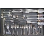 A good collection of assorted flatware including 84 silver table spoons, total weighable silver