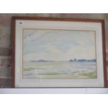 J E Blair Leighton (1886-1976) watercolour entitled verso Art Exhibitions label - From Warblington