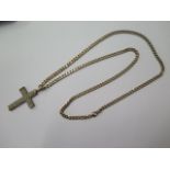 A hallmarked 9ct gold diamond crucifix on a hallmarked 9ct yellow gold 60cm chain, total weight