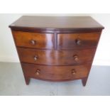 A 19th century mahogany four drawer bowfronted chest on bracket feet, 88cm tall x 88cm x 46cm, in