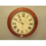 A mahogany cased wall clock with a 12" painted dial in running order, British United Clock Co