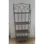 An ornate metal and faux wicker fold 4 tier stand, ideal for plants or display, 165cm tall x 60cm