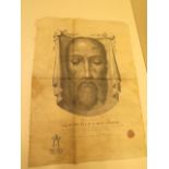 Religious interest: Holy Face Devotion The Sacri Vultus Relic with the Pope's seal, 40cm x 28cm,