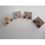 Six pairs of gilt metal / gold earrings including a pair of diamond earrings