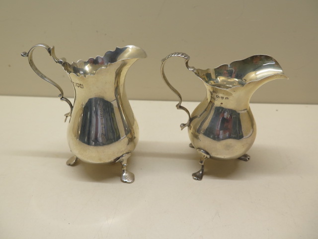 Two silver cream jugs, tallest 10cm, total weight approx 6.1 troy oz, denting to smaller jug and - Image 5 of 9