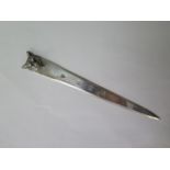 A silver fox head letter opener, 18cm long, approx 1.5 troy oz Birmingham 1979 JB Chatterley & Sons,