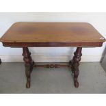 A Victorian mahogany stretcher side table, 68cm tall x 91cm x 45cm