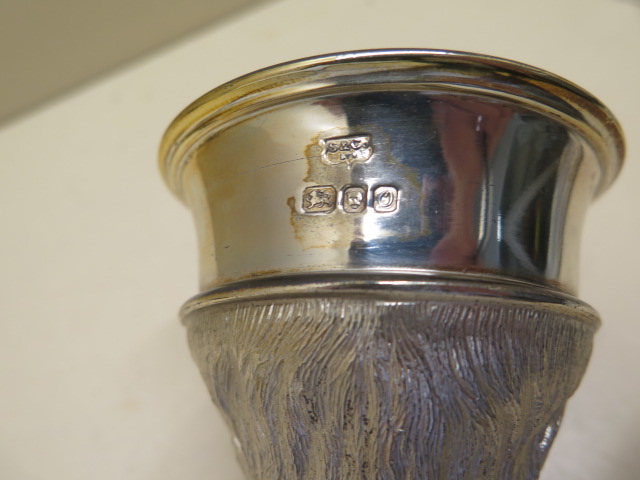A good silver hogs head stirrup cup with gilt interior, London 1988 S & Co Ltd, approx 13 troy oz - Image 4 of 9