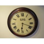 A 12" dial 8 day wall clock with fusee movement, dial signed G.P.O, running, movement number 25625