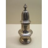 A good heavy silver caster, London 1960/61 RC, 17cm tall, approx 8 troy oz, generally good, no