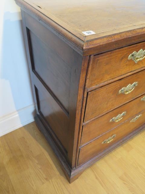 An 18th century line inlaid walnut 5 drawer chest with panelled sides and back on shaped bracket - Image 8 of 13