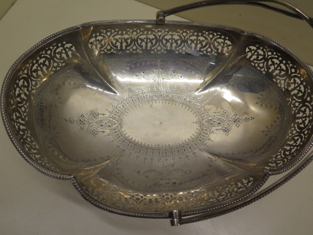 A Victorian silver basket, Sheffield 1882/83 FSJH, 28cm long, approx 19.8 troy oz, presentation - Image 3 of 7