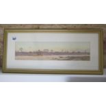 Arthur Anderson Fraser watercolour Holywell front in a gilt frame, 24cm x 53cm, generally good