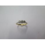 An 18ct yellow gold and platinum diamond ring, size O, approx 2.3 grams, generally good