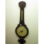 A 19th century rosewood Onion top barometer with thermometer, 100cm tall