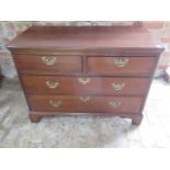 A mahogany 4 drawer chest on bracket feet, 72cm tall x 99cm x 51cm, in polished condition