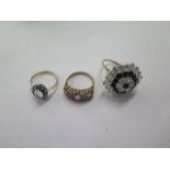 Three 9ct yellow gold rings, sizes K/N/T, total approx 15 grams