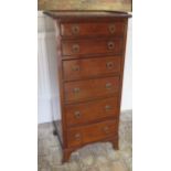 A mahogany slim chest with 6 graduating drawers, 112cm tall x 51cm x 45cm, in good polished