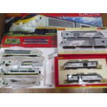 A boxed Hornby 00 gauge Eurostar train set, no track or transformer, and a boxed Hornby 00 gauge