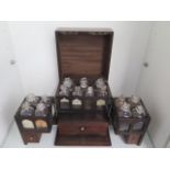 A good 19th century Apothecary chest with a fitted interior containing 15 19th century and later