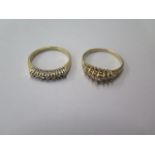 Two 14ct gold diamond rings, size K, approx 3 grams