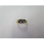 A hallmarked 18ct yellow gold sapphire and diamond ring, size P/Q, approx 4.3 grams, generally good,