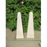 A pair of handmade limestone garden obelisks, made by a Cambridgeshire based stone carver, 60cm tall