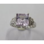 A hallmarked 9ct white gold fancy topaz ring, size N, approx 3 grams, good condition