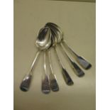 A matched set of 6 fiddle pattern dessert spoons, London 1860 CB x 2, and 1839 IL & HL x 4, monogram